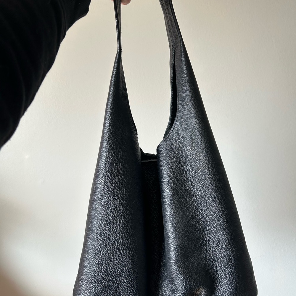 Slouchy Black Leather Shoulder Bag